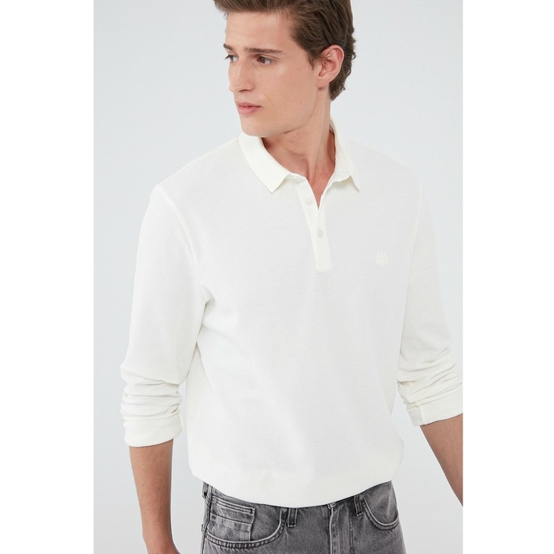 Mavi Erkek Uzun Kollu Beyaz Polo T-shirt (065018-34519) Mavi Erkek Uzun Kollu Beyaz Polo T-shirt (065018-34519)