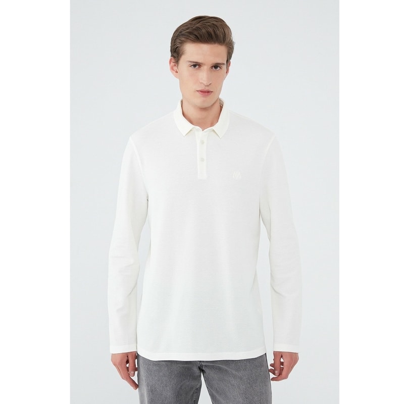 Mavi Erkek Uzun Kollu Beyaz Polo T-shirt (065018-34519) Mavi Erkek Uzun Kollu Beyaz Polo T-shirt (065018-34519)