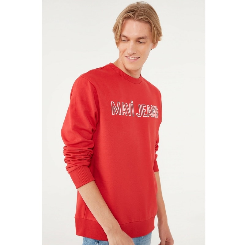 Mavi Erkek Logo Baskılı Kırmızı Sweatshirt (065752-34535) Mavi Erkek Logo Baskılı Kırmızı Sweatshirt (065752-34535)