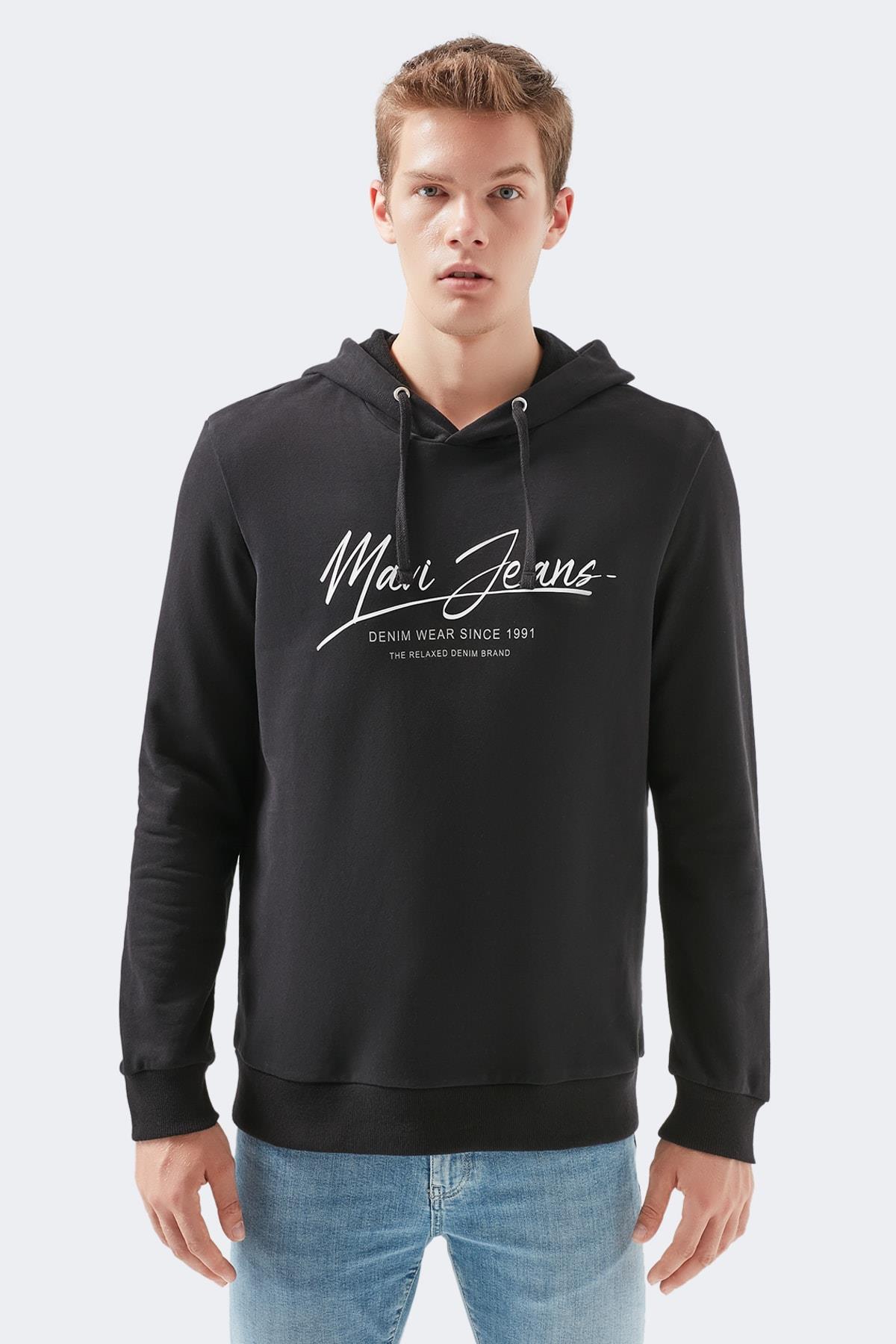 Mavi Erkek Mavi Jeans Baskılı Kapüşonlu Siyah Sweatshirt (066522-900) Mavi Erkek Mavi Jeans Baskılı Kapüşonlu Siyah Sweatshirt (066522-900)