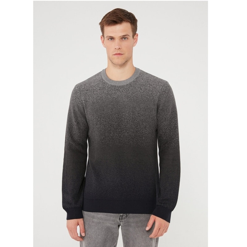 Mavi Bisiklet Yaka Gri Erkek Kazak (070779-34686) Mavi Bisiklet Yaka Gri Erkek Kazak (070779-34686)