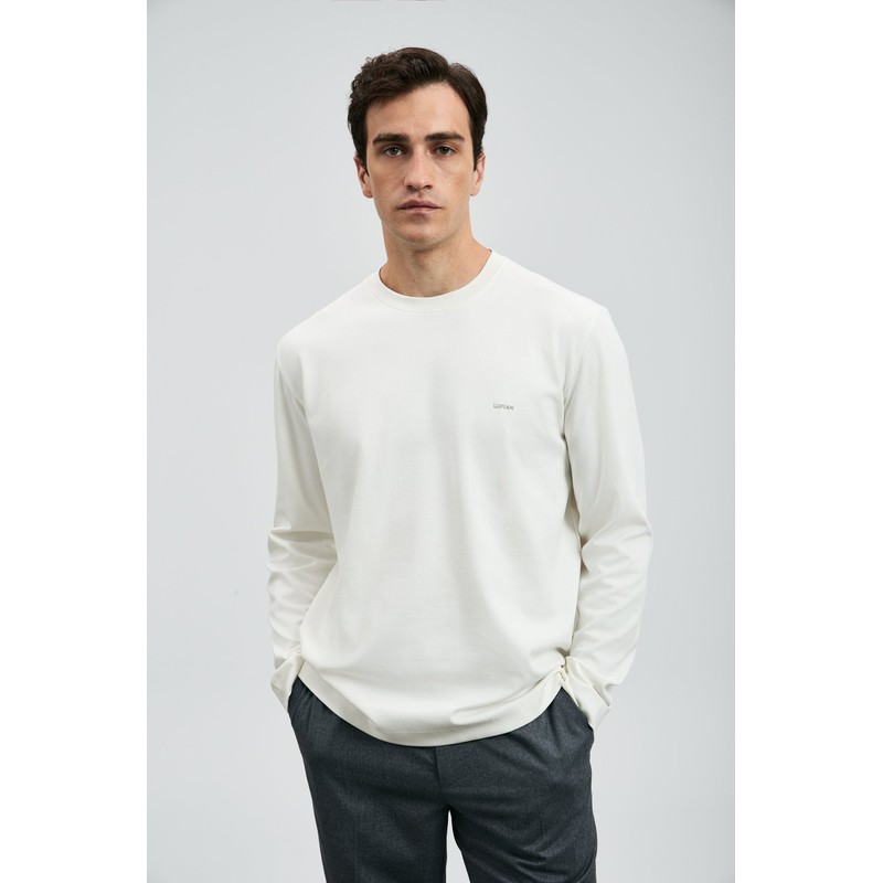 Lufian Victor Erkek Uzun Kollu T-shirt 112020056 (112020056) Ekru