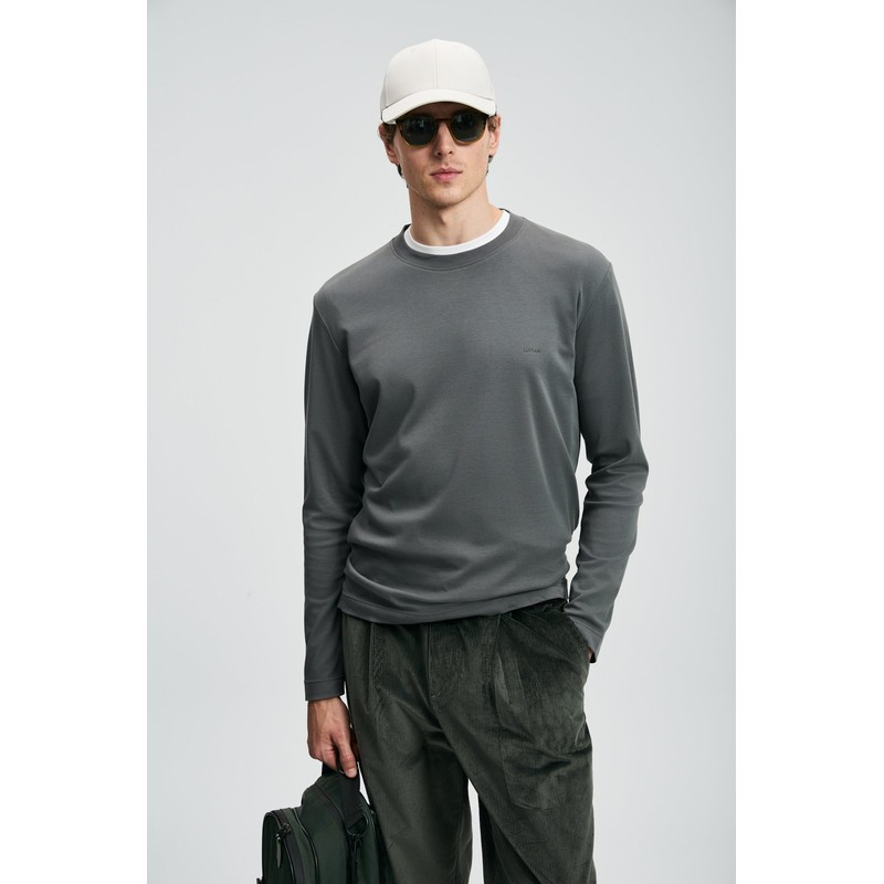 Lufian Victor Erkek Uzun Kollu T-shirt 112020056 (112020056) Gri
