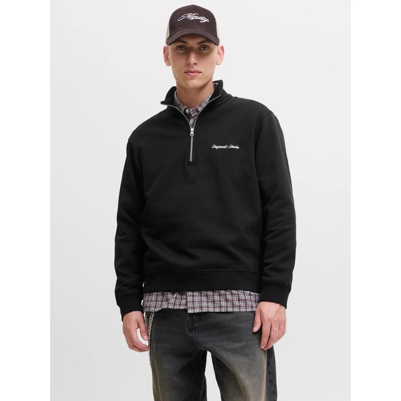 Jack&Jones Jornorrebro Yarım Fermuarlı Dik Yaka Erkek Sweatshirt 12282899 (12282899) Siyah