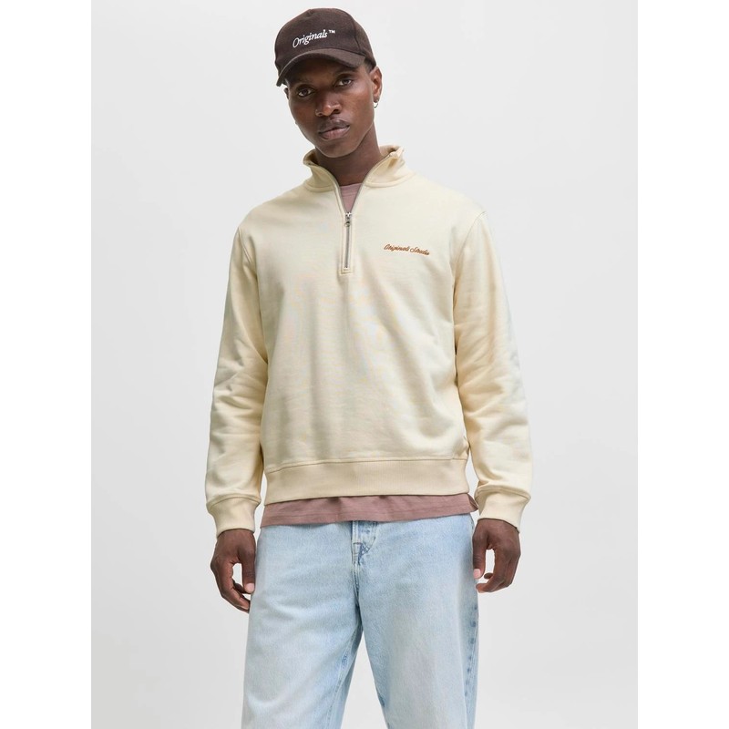 Jack&Jones Jornorrebro Yarım Fermuarlı Dik Yaka Erkek Sweatshirt 12282899 (12282899) Beyaz