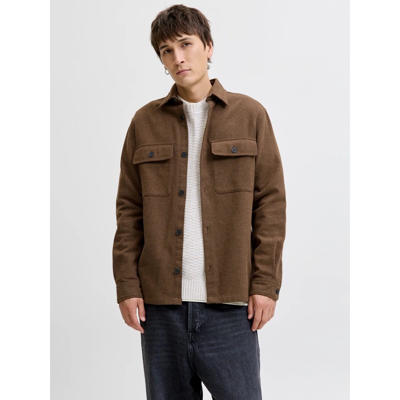 Jack&Jones Jprrayle Melange Solid L/S Erkek Gömlek 12286840 (12286840) Kahverengi
