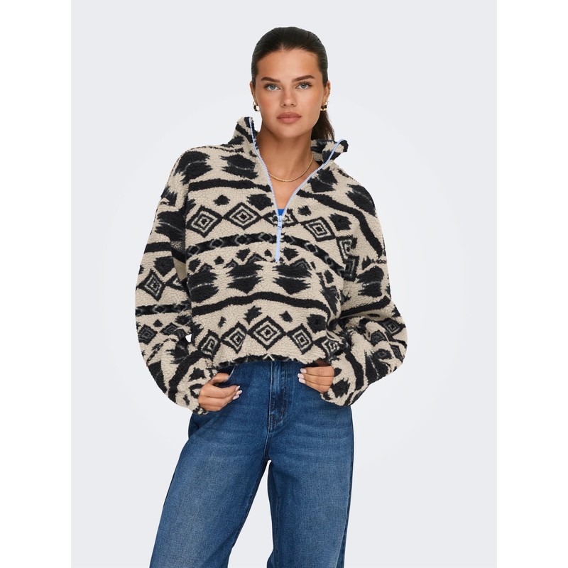 Only Onljanne Life Aztec Teddy Kadın Sweatshirt 15267415 (15267415) Bej