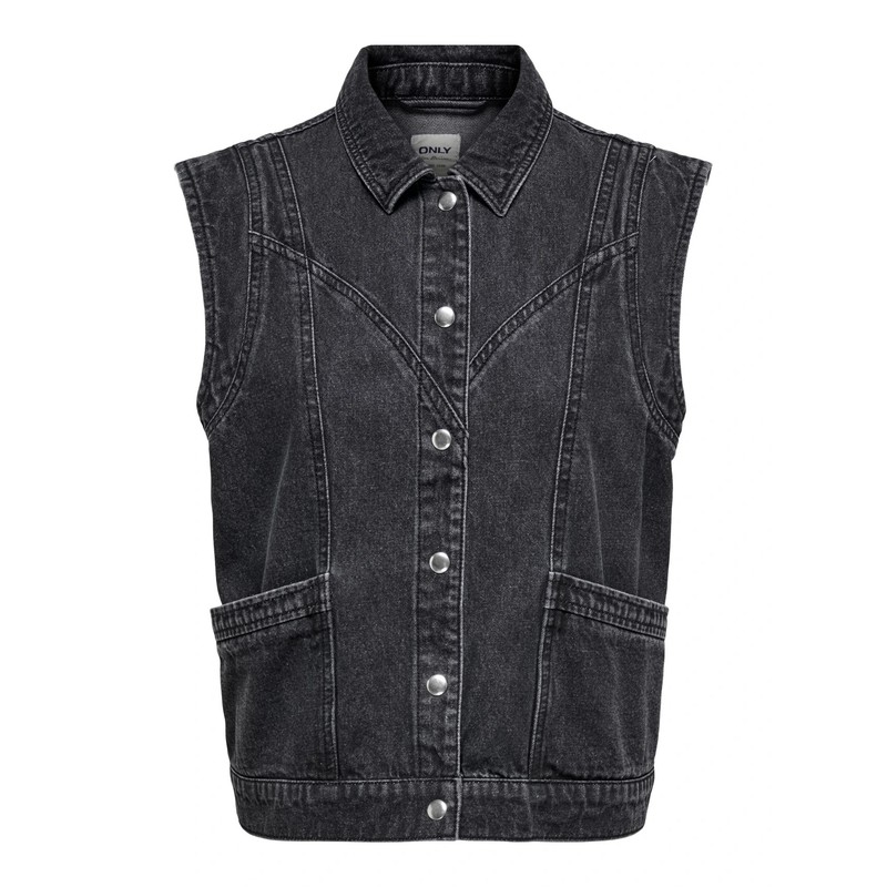 Only Onlkennedy Sl Waistcoat Kadın Denim Yelek 15278041 (15278041) Siyah