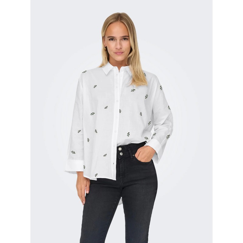Only Onlnew Lina Grace Ls Emb Kadın Gömlek 15283743 (15283743) Beyaz