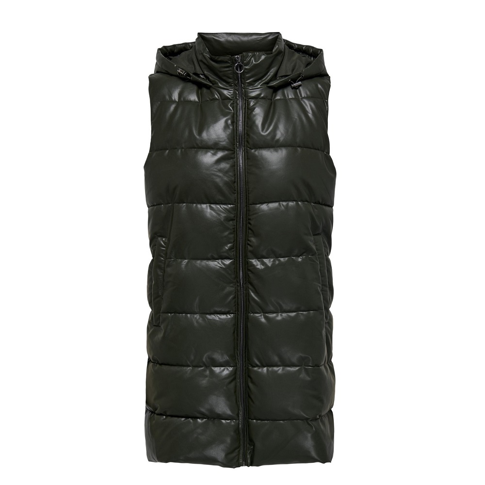 Only Onlnewanja Faux Leather Kadın Yelek (15300267) Koyu Yeşil