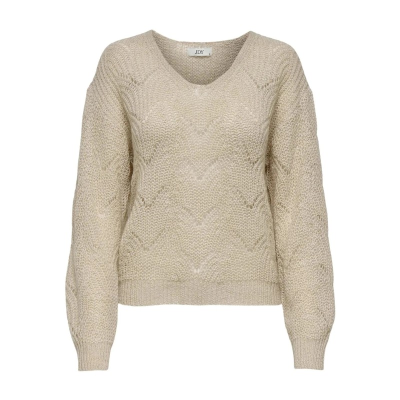 Jdy Jdybadut L/S V-Neck Struc Glitt Pull Kadın Kazak 15302387 (15302387) Bej