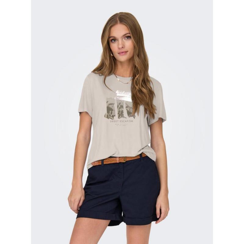 Only Onlfree Life Reg S/S Leaf Top Jrs Kadın T-shirt 15303212 (15303212) Taş