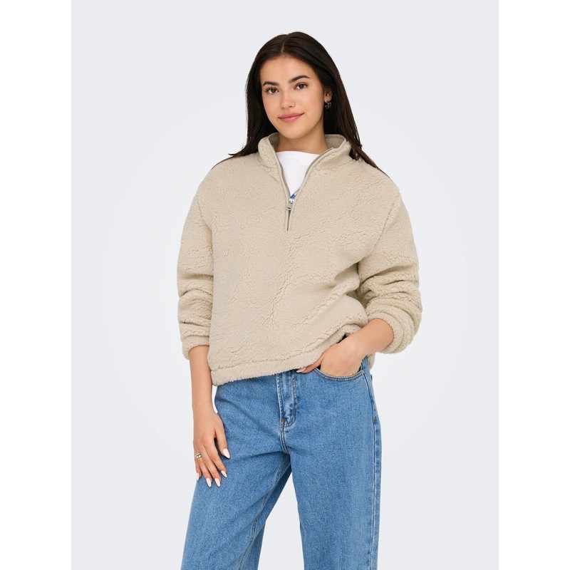 Only Onlnew Dallas Dik Yaka Kadın Polar Sweatshirt 15311631 (15311631) Bej