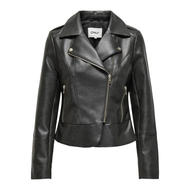 Only Onlkristel Faux Leather Biker Kadın Deri Ceket 15336105 (15336105) Siyah