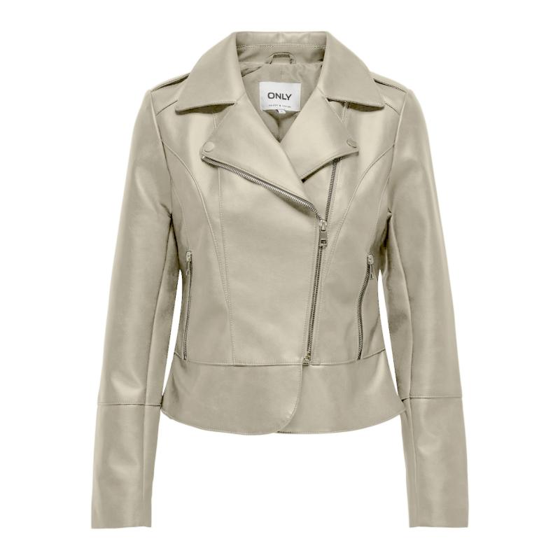 Only Onlkristel Faux Leather Biker Kadın Deri Ceket 15336105 (15336105) Bej