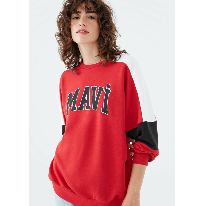 Mavi Kadın Logo Baskılı Kırmızı Sweatshirt (1601015-35090) Mavi Kadın Logo Baskılı Kırmızı Sweatshirt (1601015-35090)