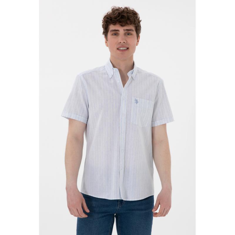 U.S. Polo Assn. Erkek Kısa Kollu Gömlek 2106598 (2106598) Açık Mavi