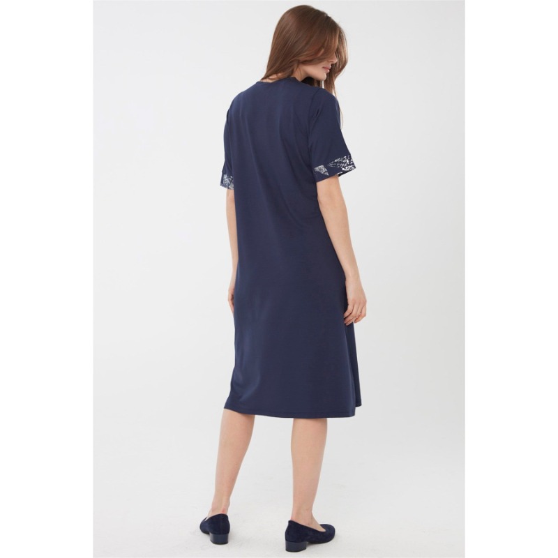 Desen Triko Yakası Ve Kol Ucu Desenli Kadın Elbise (22756) Desen Triko Yakası Ve Kol Ucu Desenli Kadın Elbise (22756)