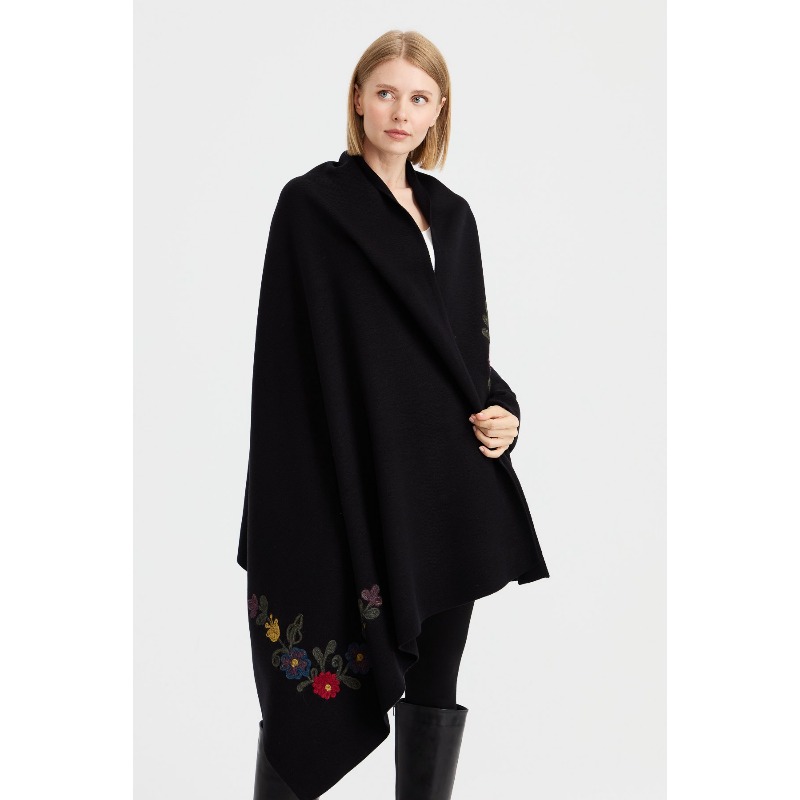 Desen Triko Nakışlı İşlemeli Kadın Şal 23022 (23022) Desen Triko Nakışlı İşlemeli Kadın Şal 23022 (23022)