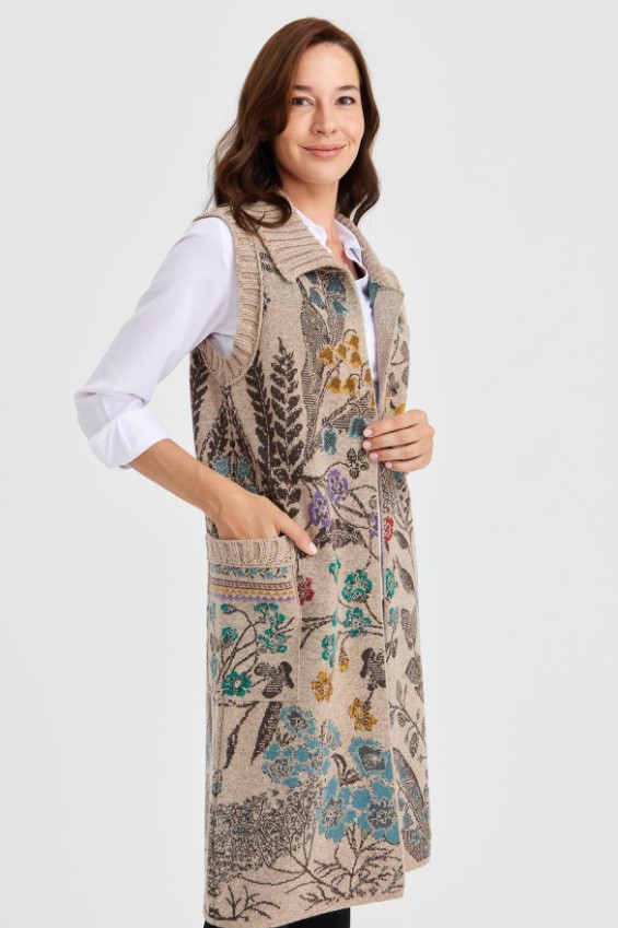 Desen Triko Kadın Uzun Yelek (23120D) Desen Triko Kadın Uzun Yelek (23120D)