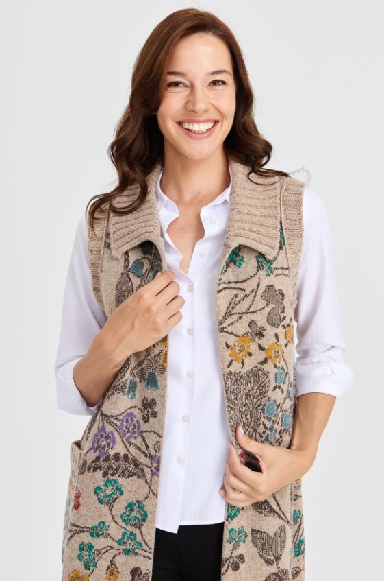 Desen Triko Kadın Uzun Yelek (23120D) Desen Triko Kadın Uzun Yelek (23120D)