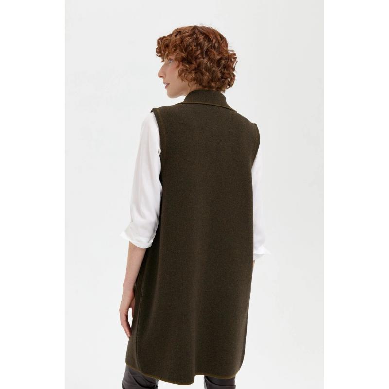 Desen Triko Cep Üstünden İşlemeli Polo Yaka Önü Açık Kadın Uzun Yelek 24002 (24002) Desen Triko Cep Üstünden İşlemeli Polo Yaka Önü Açık Kadın Uzun Yelek 24002 (24002)