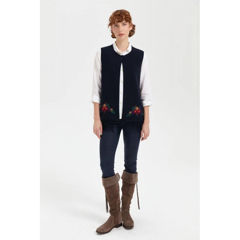 Desen Triko Eteği İşlemeli Kısa Püsküllü Sıfır Yaka Kadın Yelek 24010 (24010) Desen Triko Eteği İşlemeli Kısa Püsküllü Sıfır Yaka Kadın Yelek 24010 (24010)