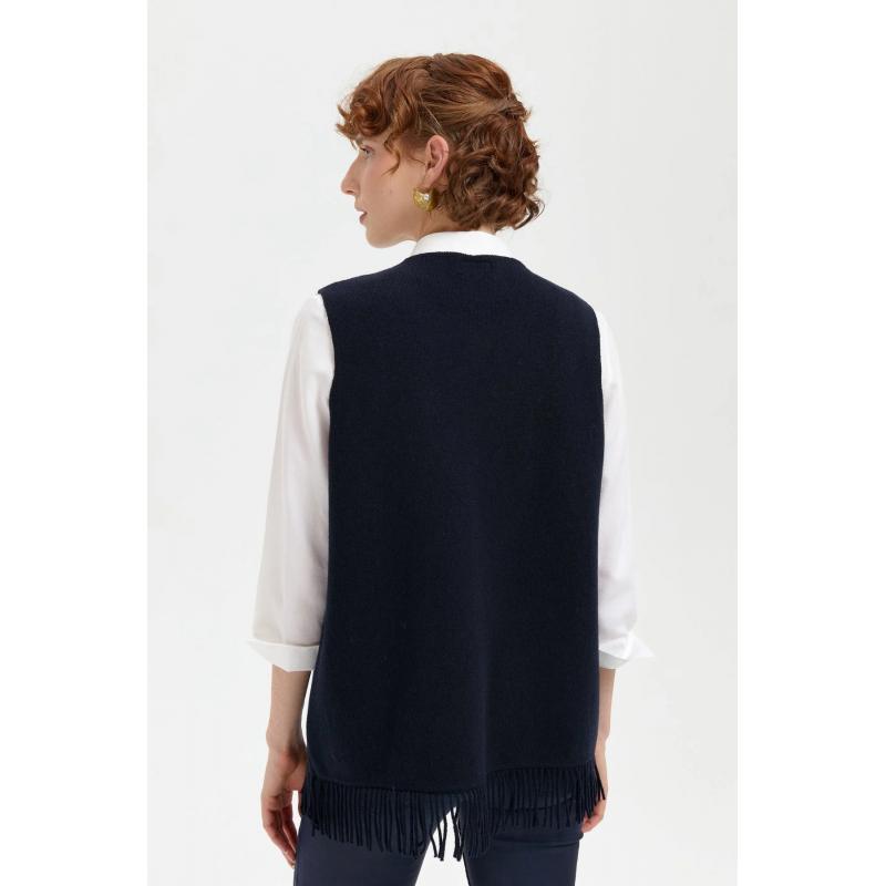 Desen Triko Eteği İşlemeli Kısa Püsküllü Sıfır Yaka Kadın Yelek 24010 (24010) Desen Triko Eteği İşlemeli Kısa Püsküllü Sıfır Yaka Kadın Yelek 24010 (24010)