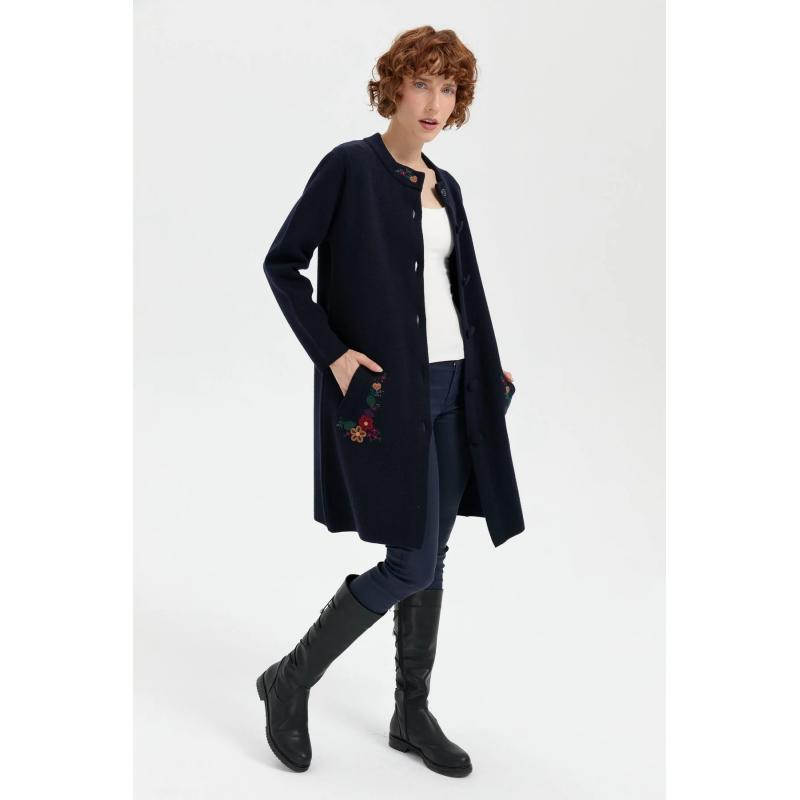 Desen Triko Cep Kenarı Aplike İşlemeli Pike Jakar Dik Yaka Uzun Kadın Hırka 24012 (24012) Desen Triko Cep Kenarı Aplike İşlemeli Pike Jakar Dik Yaka Uzun Kadın Hırka 24012 (24012)