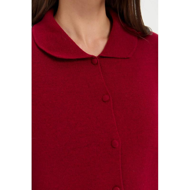 Desen Triko Cebi Gül Tığlamalı Polo Yaka Düğmeli Kısa Kadın Hırka 24015 (24015) Desen Triko Cebi Gül Tığlamalı Polo Yaka Düğmeli Kısa Kadın Hırka 24015 (24015)