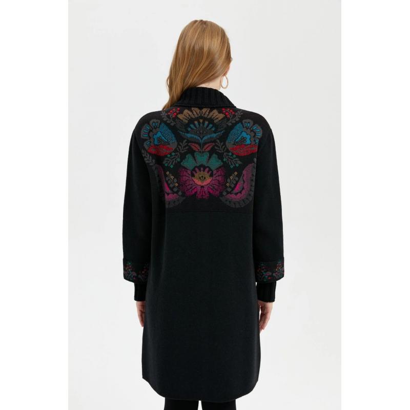 Desen Triko Önü Renkli Çiçekli Dik Yakası Kol Ağızı Derbyli Kadın Hırka 24051 (24051) Desen Triko Önü Renkli Çiçekli Dik Yakası Kol Ağızı Derbyli Kadın Hırka 24051 (24051)