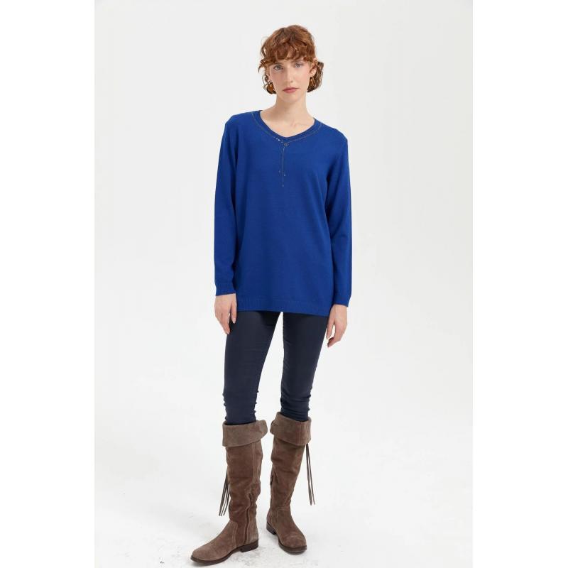 Desen Triko V Yakası Kolye Desen Taşlı Eteği Lastikli Kadın Bluz 24090 (24090) Desen Triko V Yakası Kolye Desen Taşlı Eteği Lastikli Kadın Bluz 24090 (24090)