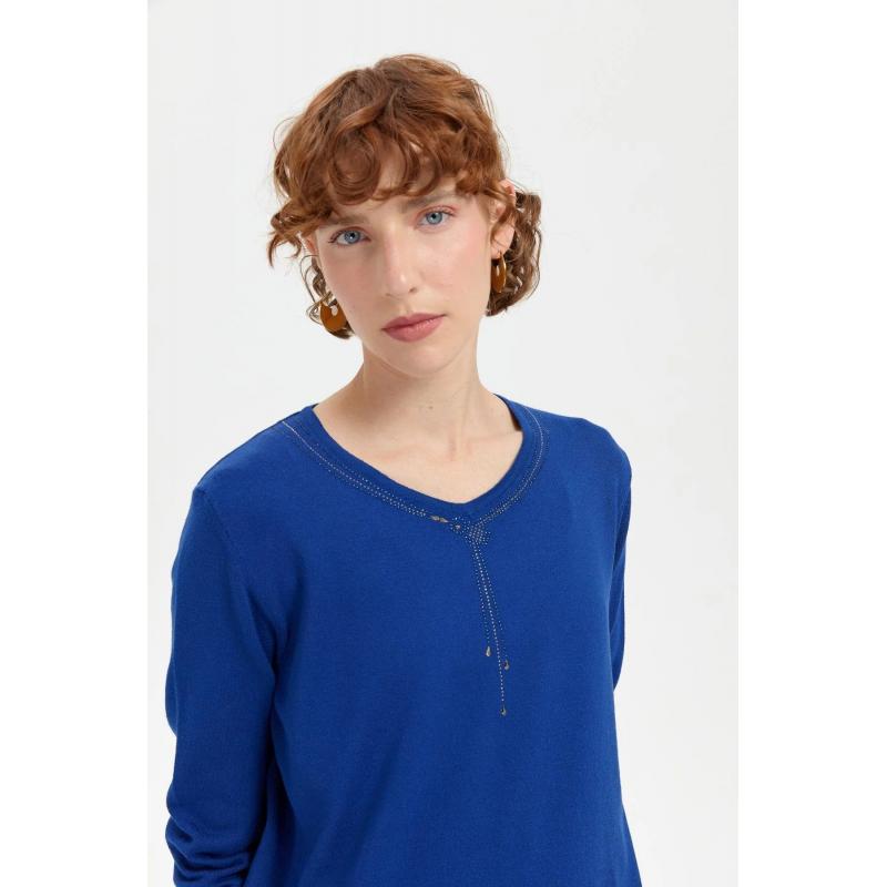 Desen Triko V Yakası Kolye Desen Taşlı Eteği Lastikli Kadın Bluz 24090 (24090) Desen Triko V Yakası Kolye Desen Taşlı Eteği Lastikli Kadın Bluz 24090 (24090)