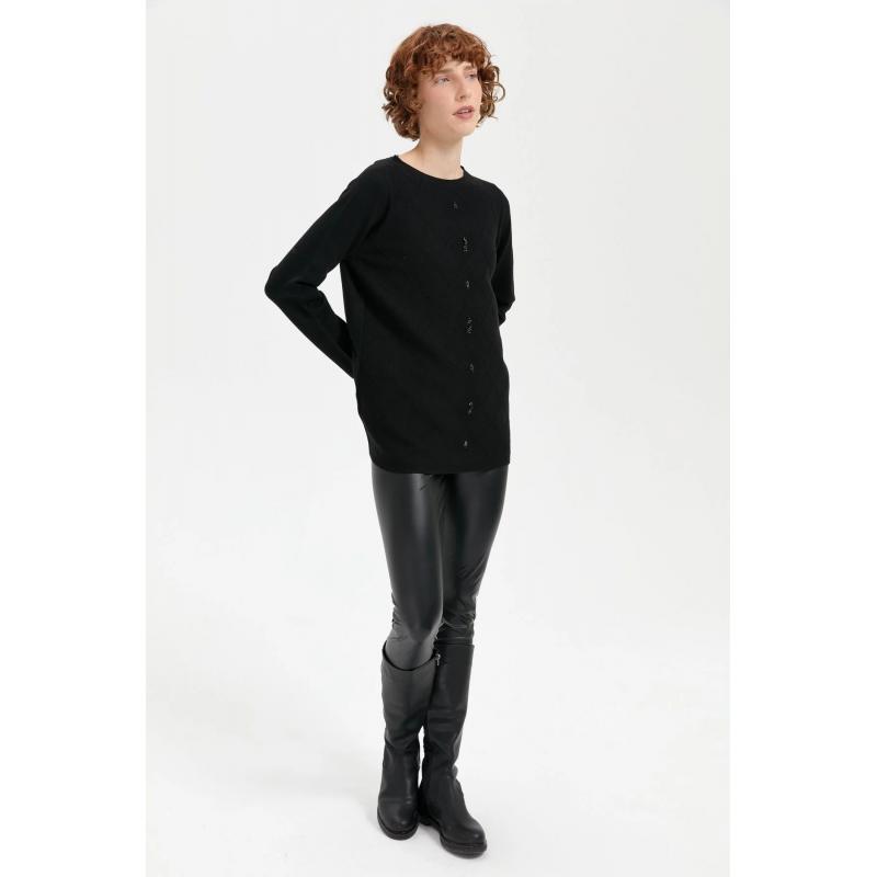 Desen Triko Önü Baklavalı Boncuk İşlemeli Sıfır Yaka Kadın Kazak 24175 (24175) Desen Triko Önü Baklavalı Boncuk İşlemeli Sıfır Yaka Kadın Kazak 24175 (24175)