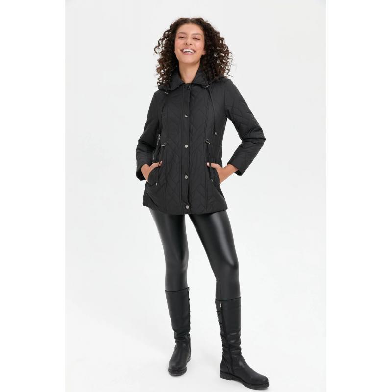 Desen Triko Geometrik Desen Beli Bağcıklı Kapşonlu Kısa Kapitone Kadın Kaban 24412 (24412) Desen Triko Geometrik Desen Beli Bağcıklı Kapşonlu Kısa Kapitone Kadın Kaban 24412 (24412)