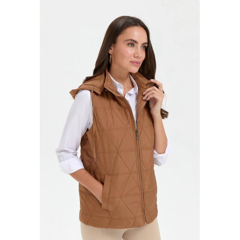 Desen Triko Üçgen Desenli Kapşonlu Kapitone Kadın Yelek 24414 (24414) Desen Triko Üçgen Desenli Kapşonlu Kapitone Kadın Yelek 24414 (24414)