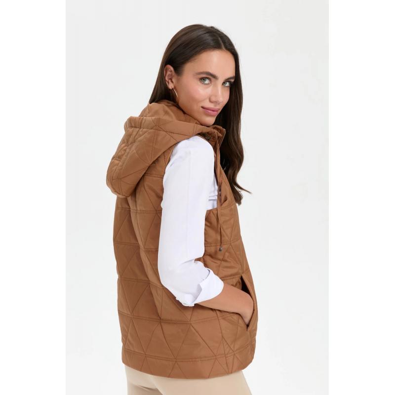 Desen Triko Üçgen Desenli Kapşonlu Kapitone Kadın Yelek 24414 (24414) Desen Triko Üçgen Desenli Kapşonlu Kapitone Kadın Yelek 24414 (24414)