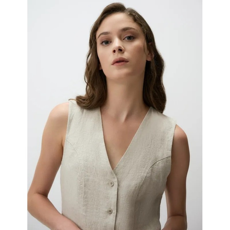 Jimmy Key %100 Keten V Yaka Kolsuz Kadın Yelek 24SY044001 (24SY044001) Jimmy Key %100 Keten V Yaka Kolsuz Kadın Yelek 24SY044001 (24SY044001)