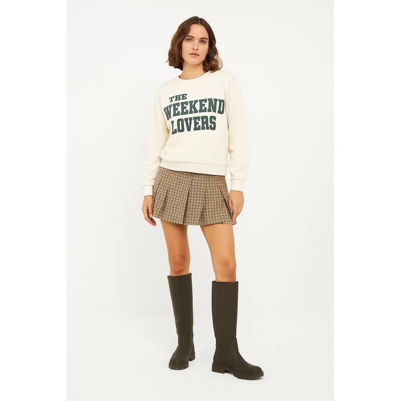 Fashion Friends Baskılı Kadın Sweatshirt 25K0003K1 (25K0003K1) Ekru