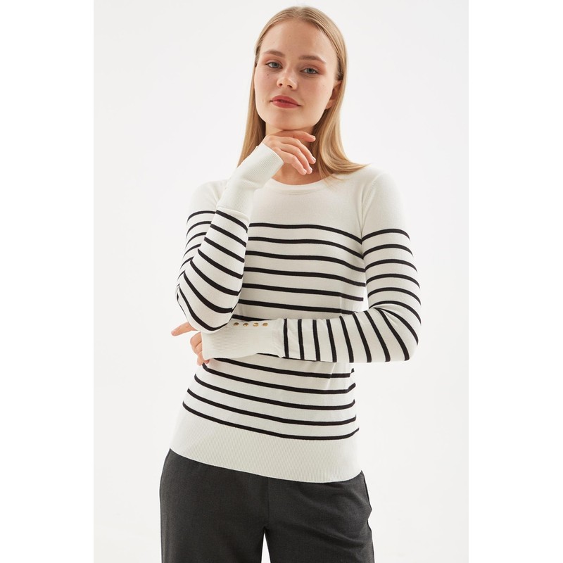 Fashion Friends Bisiklet Yaka Kadın Kazak 25K0023K1 (25K0023K1) Ekru