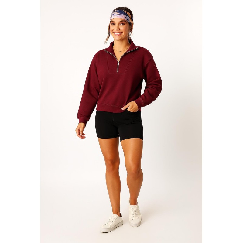 Fashion Friends Kadın Fermuarlı Sweatshirt 25K0166K1 (25K0166K1) Bordo