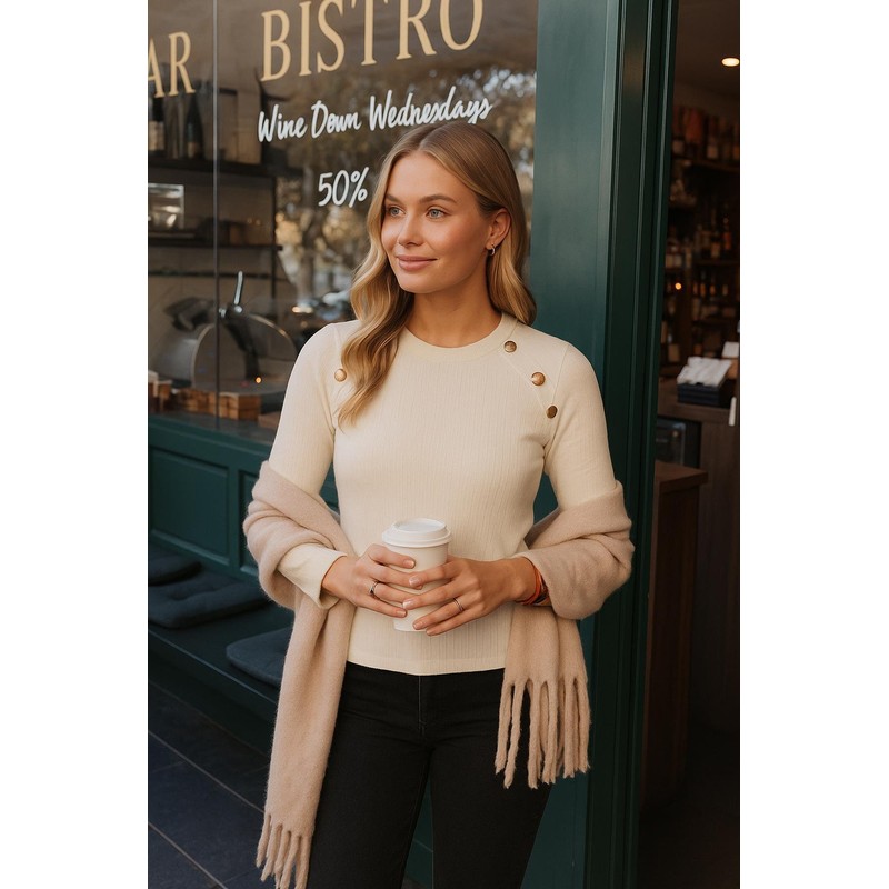 Fashion Friends Düğme Detaylı Kadın Bluz 25K0252K1 (25K0252K1) Ekru