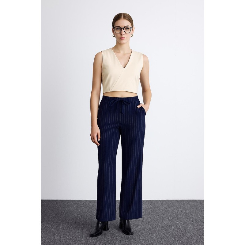 Fashion Friends Çizgili Kadın Pantolon 25K0393K1 (25K0393K1) Lacivert