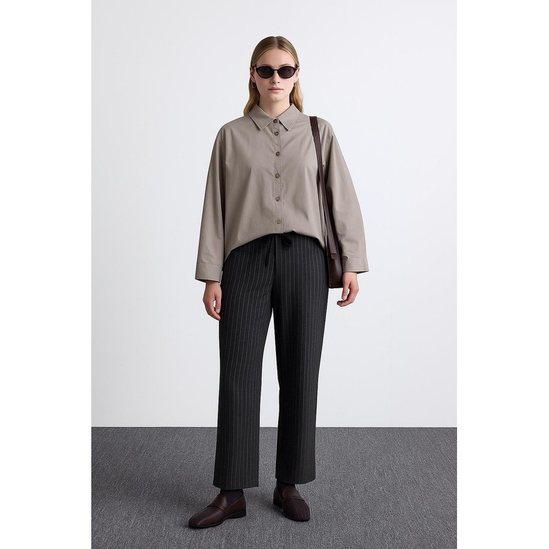 Fashion Friends Çizgili Kadın Pantolon 25K0393K1 (25K0393K1) Antrasit