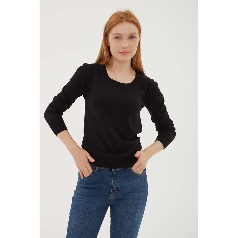 Fashion Friends Kadın U Yaka Kazak 25K0779K1 (25K0779K1) Siyah