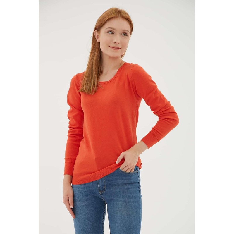 Fashion Friends Kadın U Yaka Kazak 25K0779K1 (25K0779K1) Kiremit