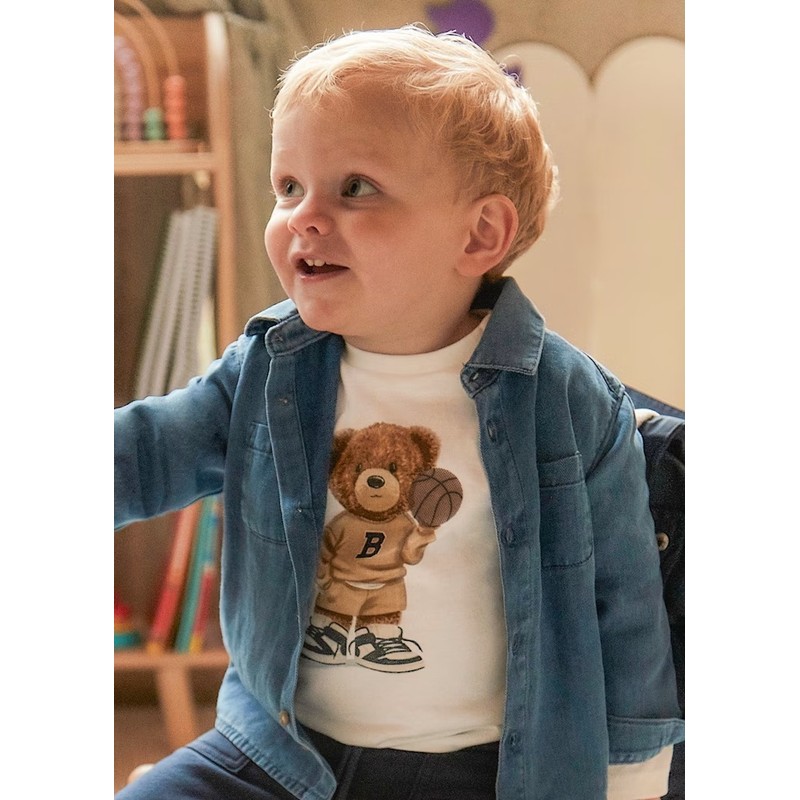 Mayoral Uzun Kollu Erkek Bebek T-shirt 2058 (25K2058) Krem