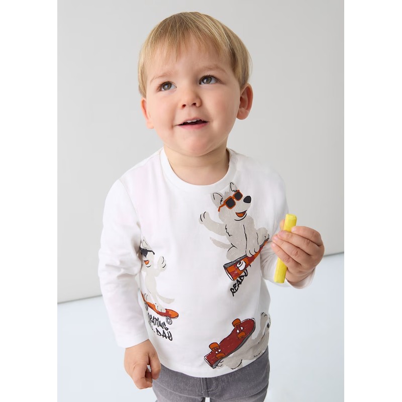 Mayoral Uzun Kollu Erkek Bebek T-shirt 2061 (25K2061) Krem