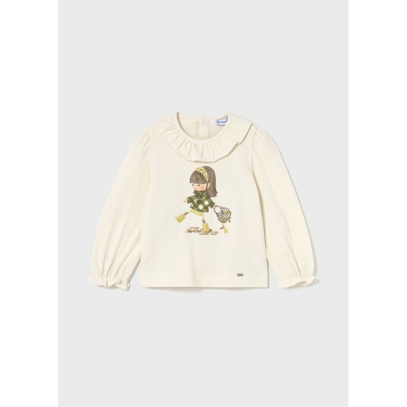 Mayoral Uzun Kollu Kız Bebek T-shirt 2076 (25K2076) Krem