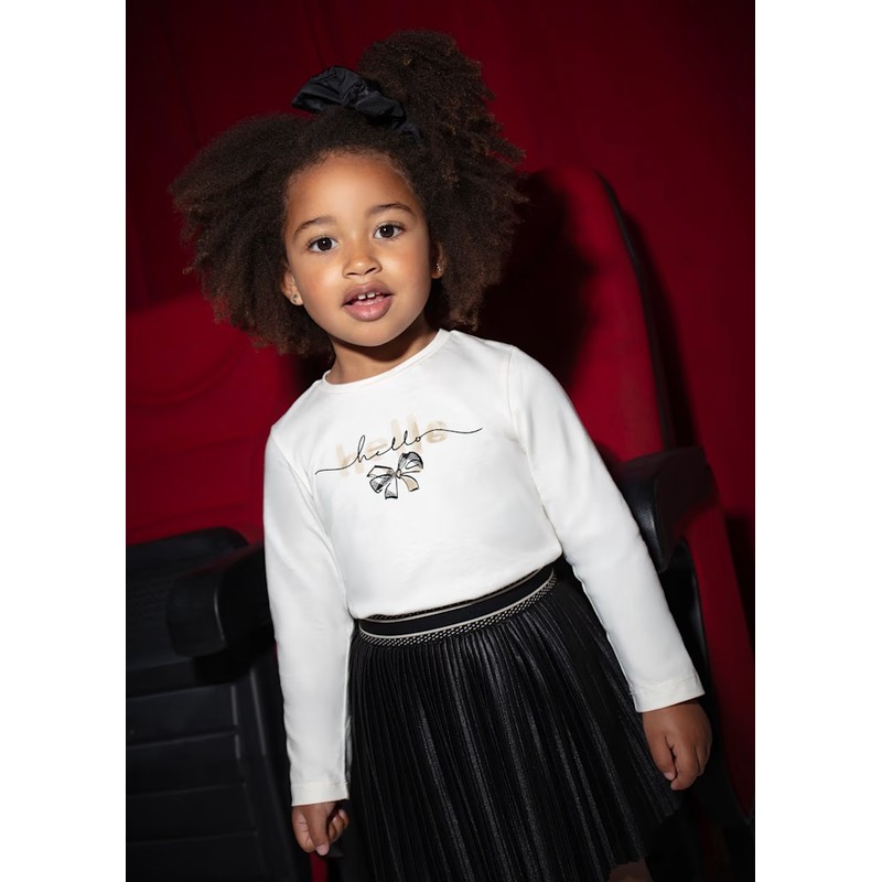 Mayoral Uzun Kollu Kız Çocuk Tokalı T-shirt 4008 (25K4008) Krem